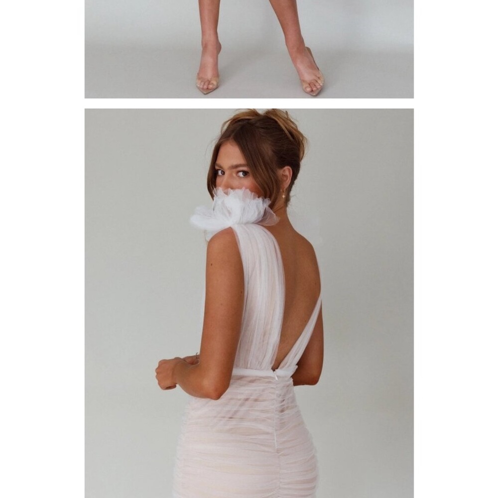 ❕SALE❕ Selfie Leslie Sheer Elegant White Mini Dress - Picture 2 of 7